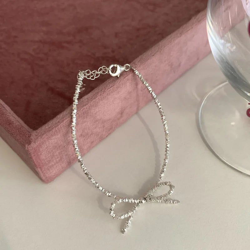 Sterling Silver Butterfly Bracelet USA for Girls Beaded String Design Insect Fashion Versatile Jewelry Gift Dropshipping - Ammpoure