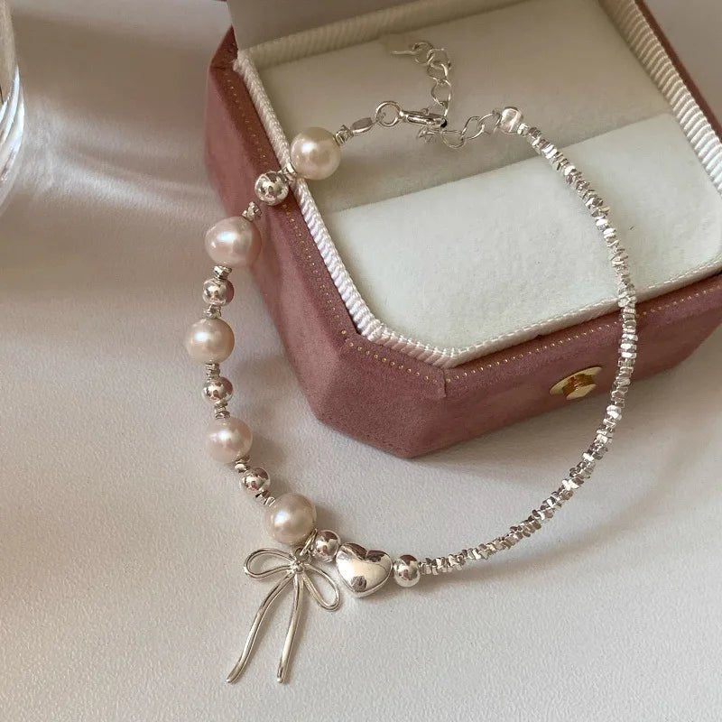 Sterling Silver Butterfly Bracelet USA for Girls Beaded String Design Insect Fashion Versatile Jewelry Gift Dropshipping - Ammpoure