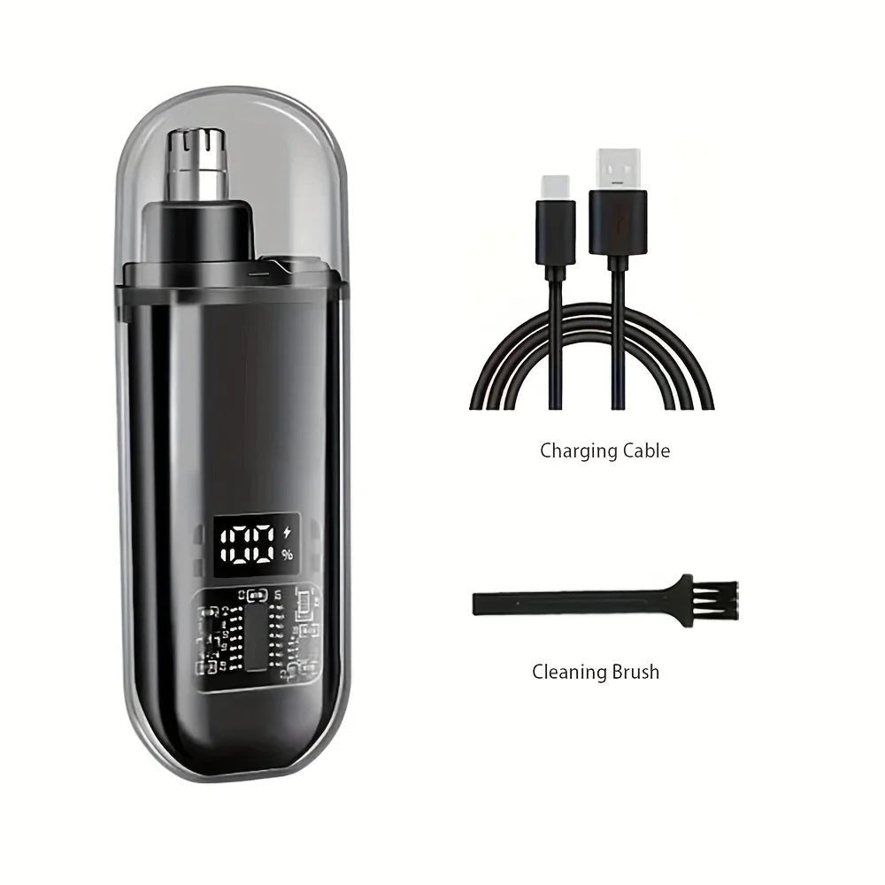 Suitable for men, USB charging nose and ear hair trimmer portable electric nose hair clipper, mini compact design, quick chargin - Ammpoure