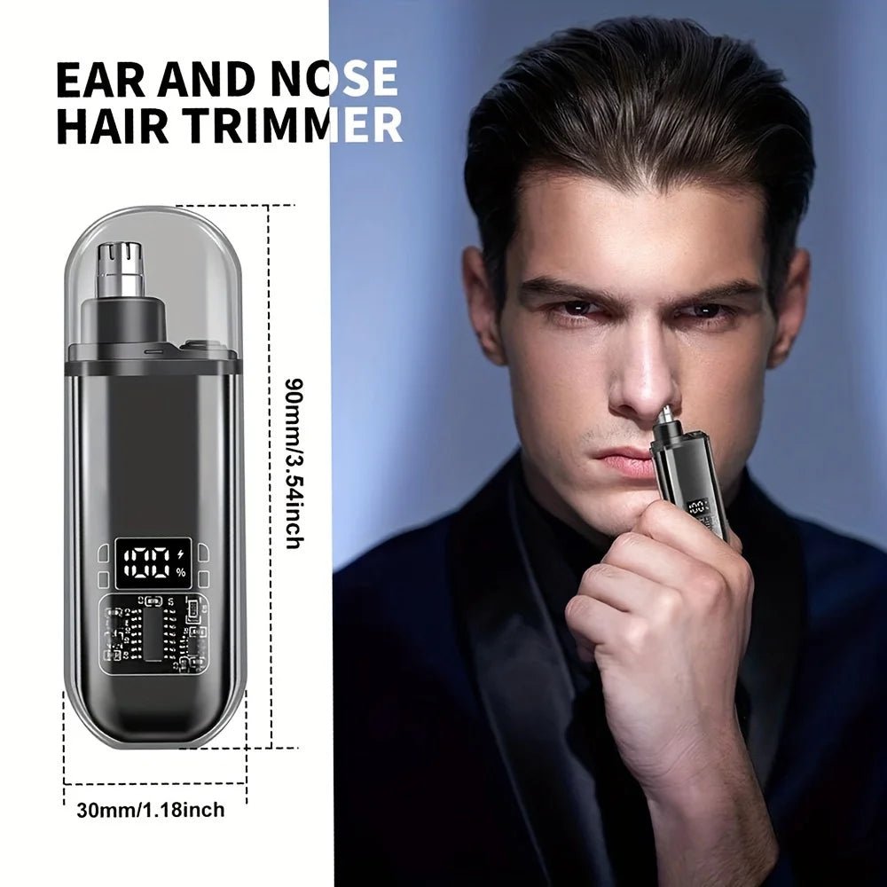 Suitable for men, USB charging nose and ear hair trimmer portable electric nose hair clipper, mini compact design, quick chargin - Ammpoure