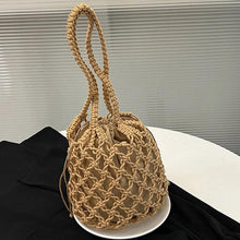 Load image into Gallery viewer, Summer Beach Bag For Women Mesh Rope Knitted Bucket Shoulder Bags Reticulate Hollow Travel Shopper Totes Ladies Fashion Handbag - Ammpoure Wellbeing 🇬🇧
