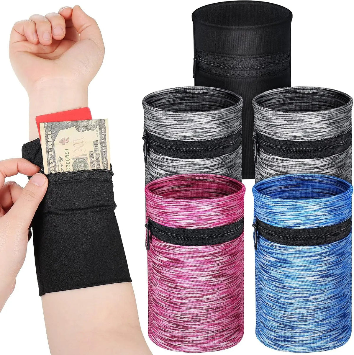 Summer Sports Wrist Bag USA Men & Women Outdoor Cycling Running Arm Bag with Zipper for Keys, Change & Multi-Purpose Storage - Ammpoure