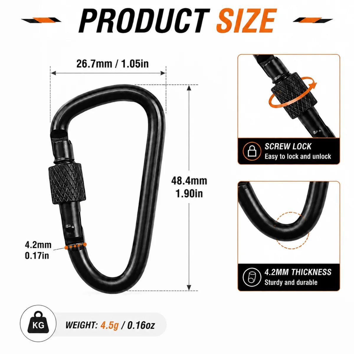 Threaded Door Hook Set (for Hiking) - Hooks for Hanging Outdoor Camping equipment, Equipped with an Aluminum Rod with a Diameter - Ammpoure