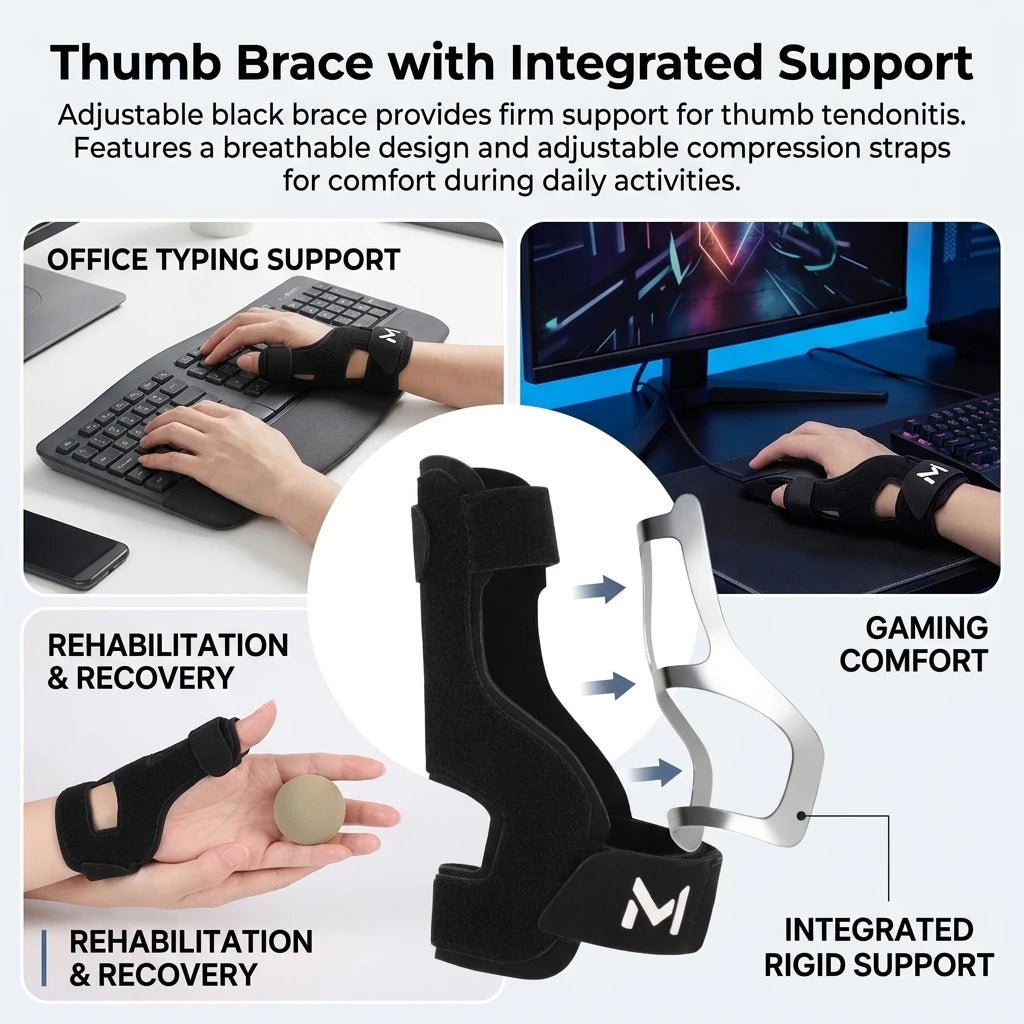 Thumb Spica Splint Stabilizing Wrist Brace for Carpal Arthritis Tendonitis Support Breathable Compression Hand Wrap - Ammpoure