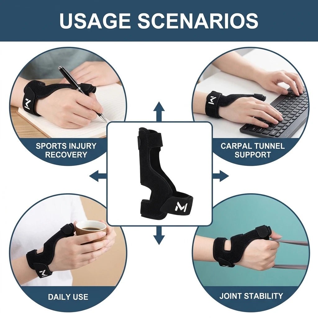 Thumb Spica Splint Stabilizing Wrist Brace for Carpal Arthritis Tendonitis Support Breathable Compression Hand Wrap - Ammpoure