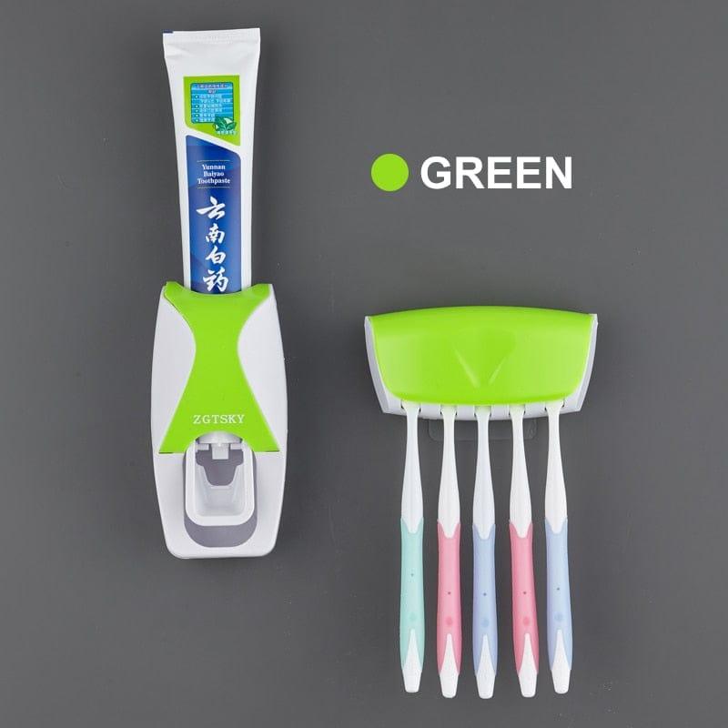Toothbrush Holder Automatic Toothpaste Dispenser Set Dustproof Sticky Suction Wall Mounted Toothpaste Squeezer for Bathroom - Ammpoure Wellbeing