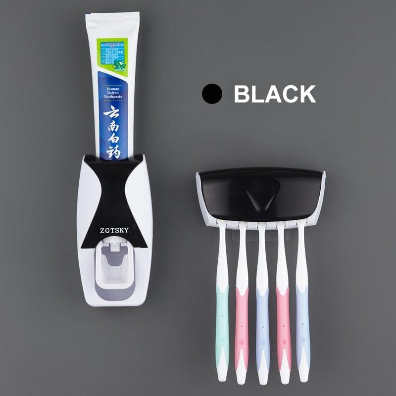 Toothbrush Holder Automatic Toothpaste Dispenser Set Dustproof Sticky Suction Wall Mounted Toothpaste Squeezer for Bathroom - Ammpoure Wellbeing