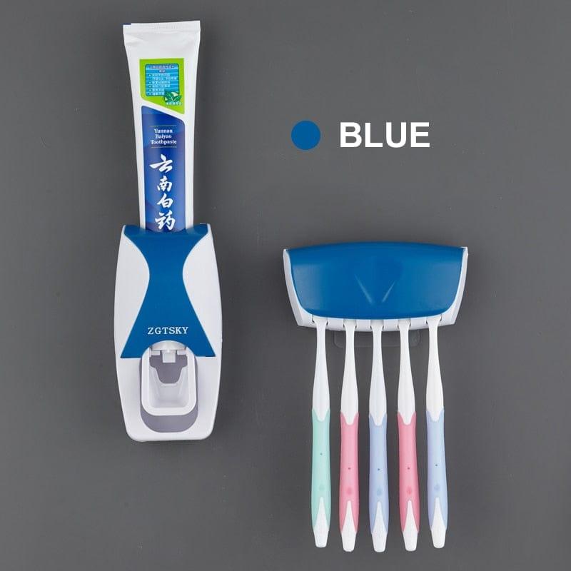 Toothbrush Holder Automatic Toothpaste Dispenser Set Dustproof Sticky Suction Wall Mounted Toothpaste Squeezer for Bathroom - Ammpoure Wellbeing