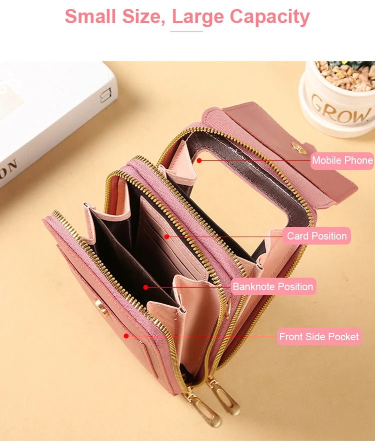 Touch Screen Cell Phone Women’s Bag USA Soft Leather Wallet Purse, Crossbody Bag & Small Handbag for Women with Phone Pocket - Ammpoure