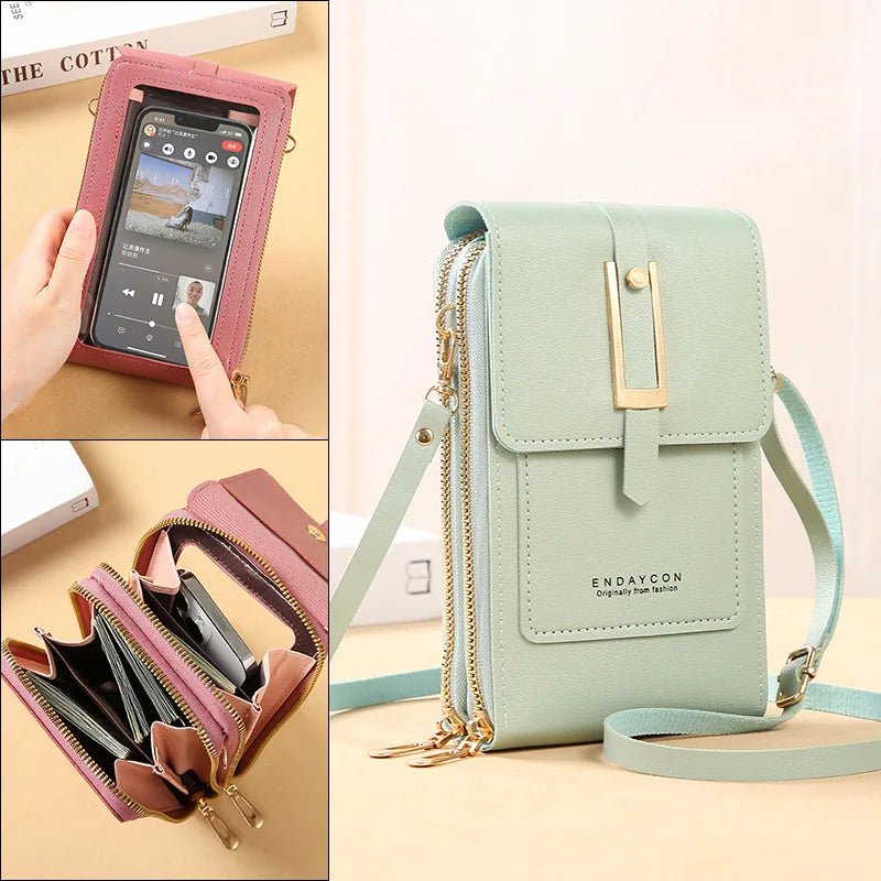 Touch Screen Cell Phone Women’s Bag USA Soft Leather Wallet Purse, Crossbody Bag & Small Handbag for Women with Phone Pocket - Ammpoure