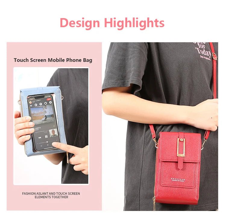 Touch Screen Cell Phone Women’s Bag USA Soft Leather Wallet Purse, Crossbody Bag & Small Handbag for Women with Phone Pocket - Ammpoure