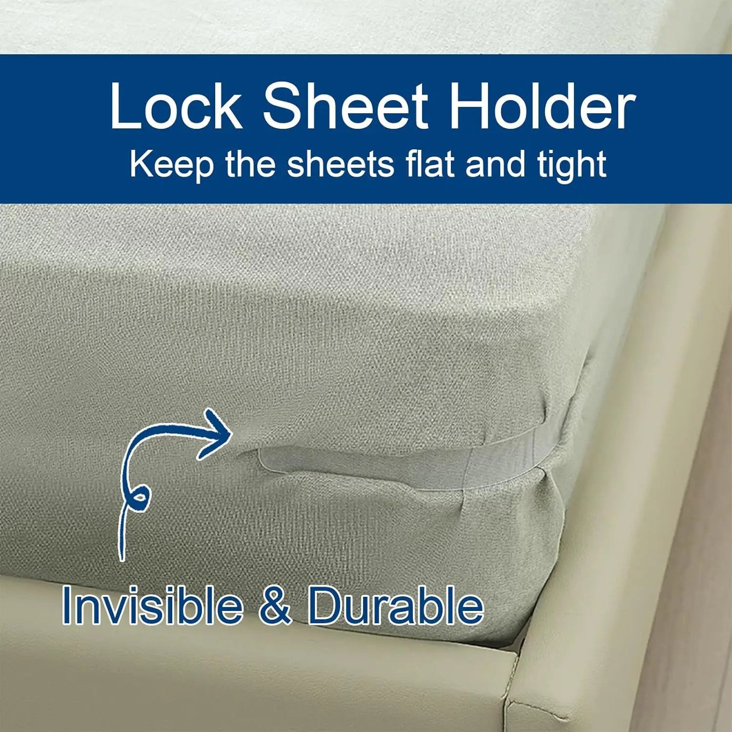 Universal Bedsheet Corner Tightener Clips Invisible Bedspread Secure Holder with Heavy - Duty Mattress Straps Sheets Slot Locks - Ammpoure