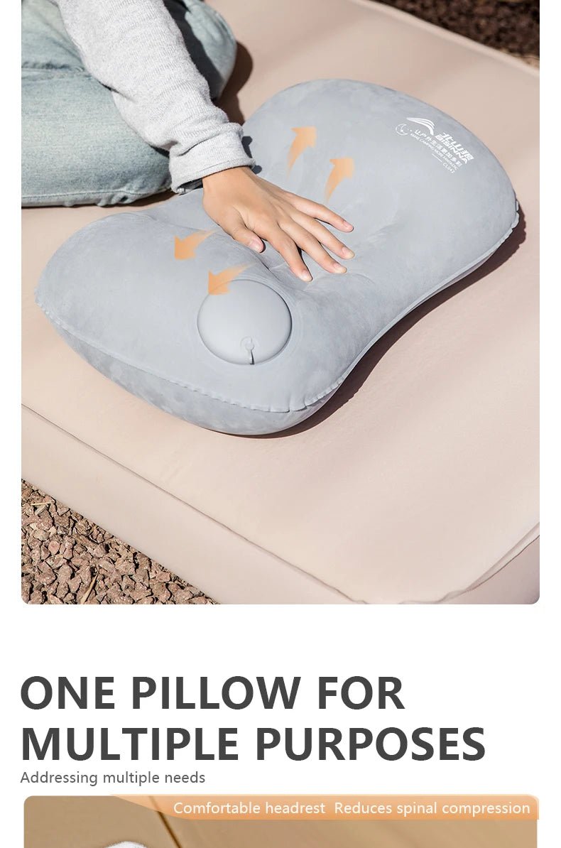 USA Camping Inflatable Pillow Portable Ultralight Travel Hiking Air Sleeping Pillow for Neck and Lumbar Support - Ammpoure