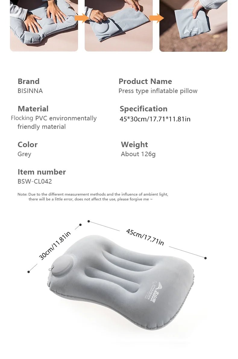USA Camping Inflatable Pillow Portable Ultralight Travel Hiking Air Sleeping Pillow for Neck and Lumbar Support - Ammpoure