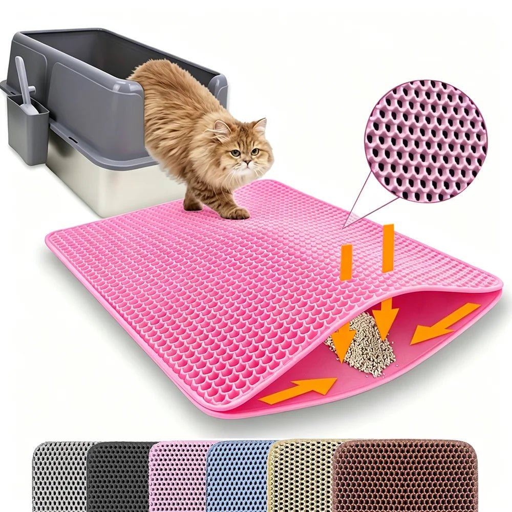 USA Cat Litter Mat Double Layer Pet Non Slip Big Pet Litter Box Filter MatWear Resistant Waterproof Anti-slip Cat Litter Mat - Ammpoure