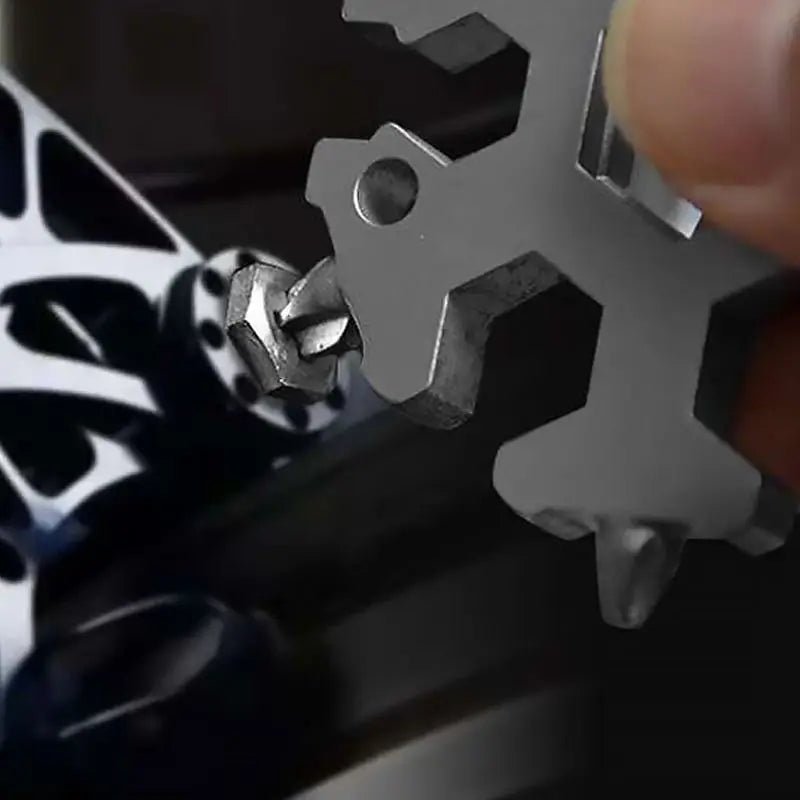 USA Outdoor Bicycle 18-in-1 Stainless Steel Snowflake Wrench Multifunctional Tool Portable Steel Repair Tool with Bottle Opener - Ammpoure