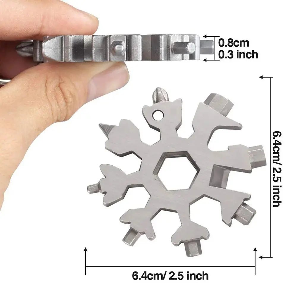 USA Outdoor Bicycle 18-in-1 Stainless Steel Snowflake Wrench Multifunctional Tool Portable Steel Repair Tool with Bottle Opener - Ammpoure