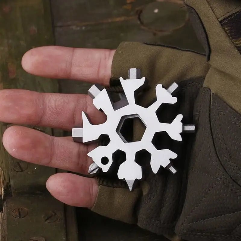 USA Outdoor Bicycle 18-in-1 Stainless Steel Snowflake Wrench Multifunctional Tool Portable Steel Repair Tool with Bottle Opener - Ammpoure