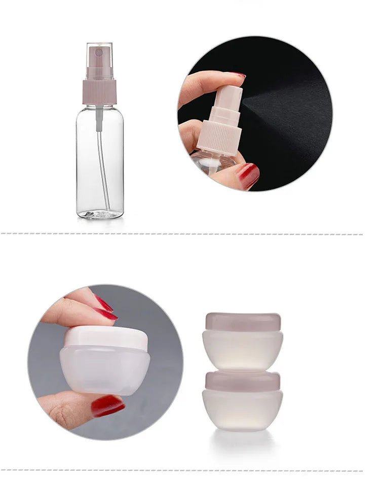 USA Perfume Bottle Set Spray Lotion Shampoo Shower Tube Bottling Refill Cosmetic Travel Liquid Container Portable Tool - Ammpoure