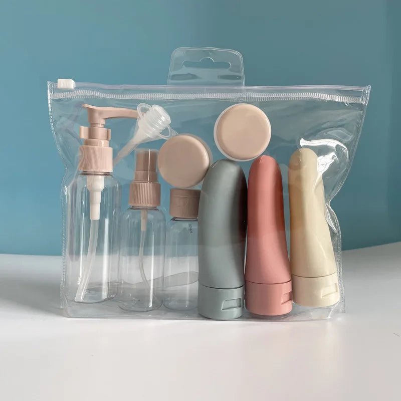 USA Perfume Bottle Set Spray Lotion Shampoo Shower Tube Bottling Refill Cosmetic Travel Liquid Container Portable Tool - Ammpoure