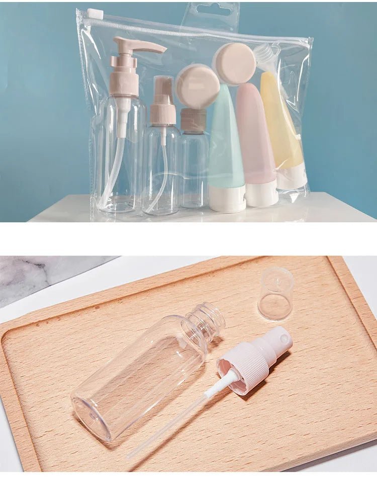 USA Perfume Bottle Set Spray Lotion Shampoo Shower Tube Bottling Refill Cosmetic Travel Liquid Container Portable Tool - Ammpoure