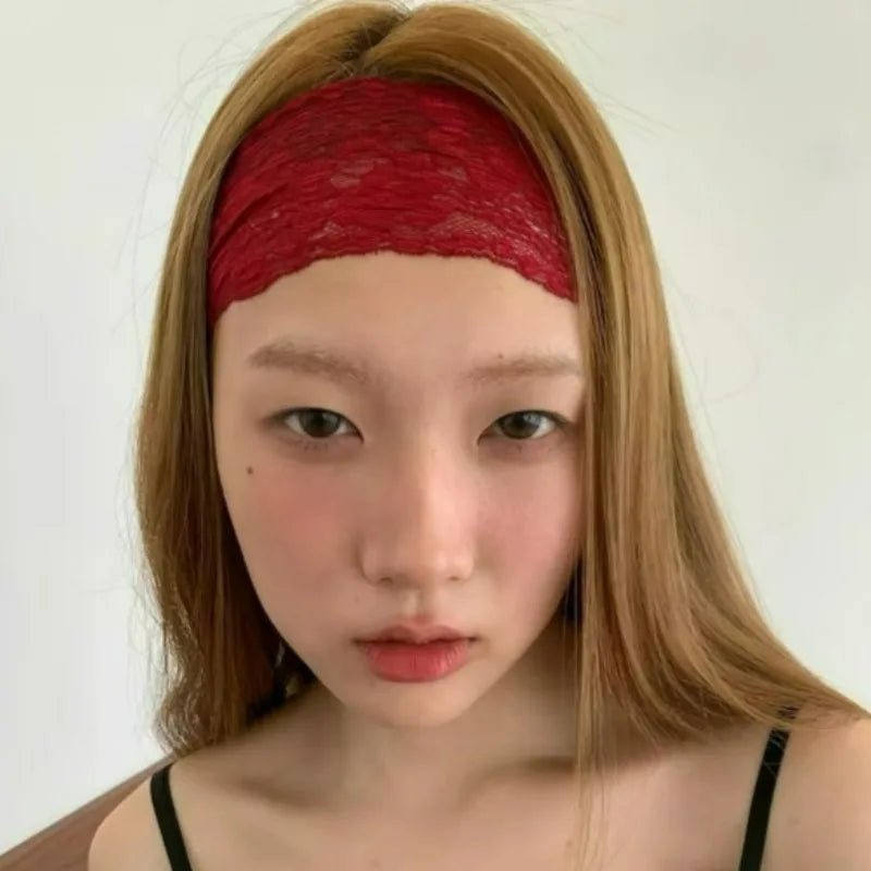 USA Sweet Wide Lace Hair Band Girls Hollow Lace Elastic Headwrap Hair Accessories Women Fashion Hollow Wide Headwear Hair Hoop - Ammpoure