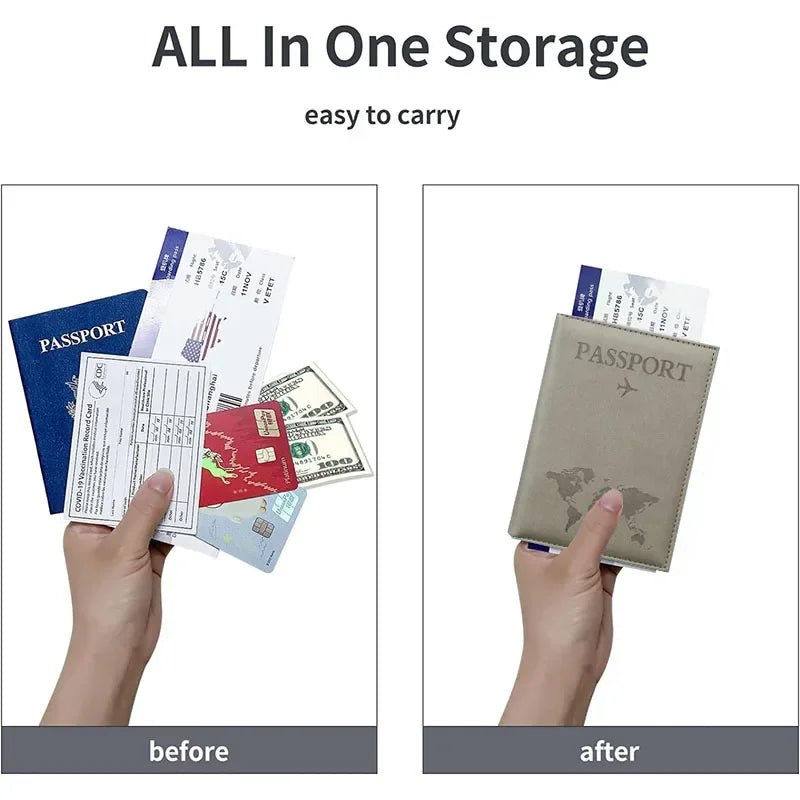 USA Travel Passport Case PU Leather Passport Cover For Men & Women Organizer - Protective Card Holder ID Document Covers - Ammpoure