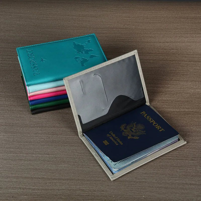 USA Travel Passport Case PU Leather Passport Cover For Men & Women Organizer - Protective Card Holder ID Document Covers - Ammpoure