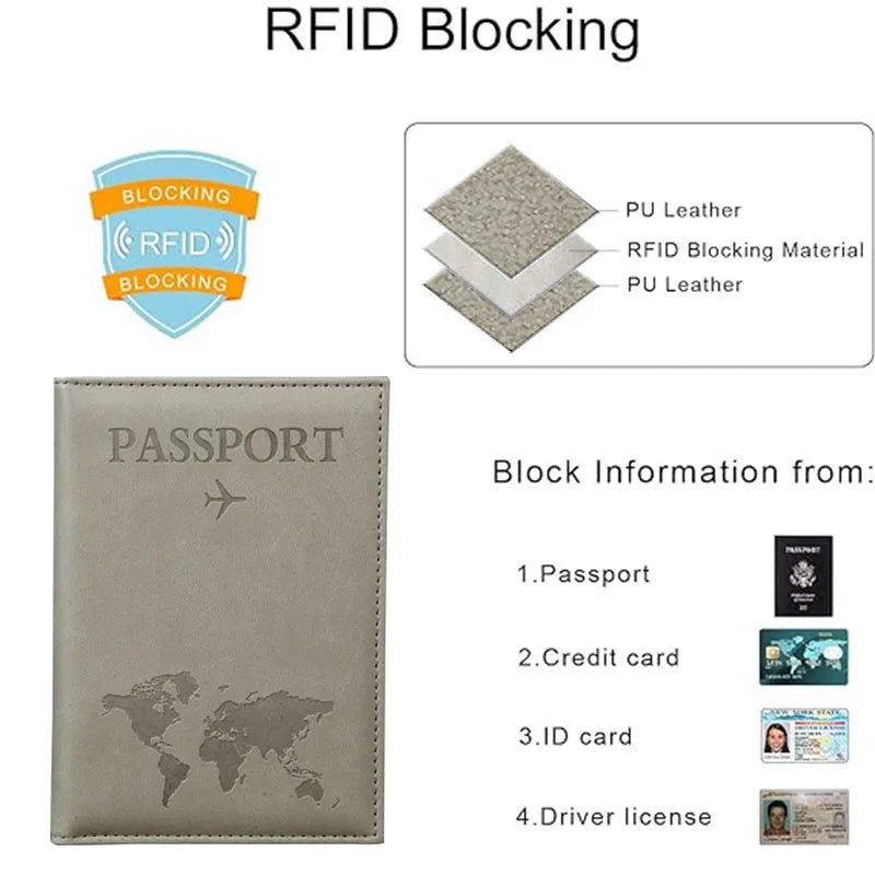 USA Travel Passport Case PU Leather Passport Cover For Men & Women Organizer - Protective Card Holder ID Document Covers - Ammpoure
