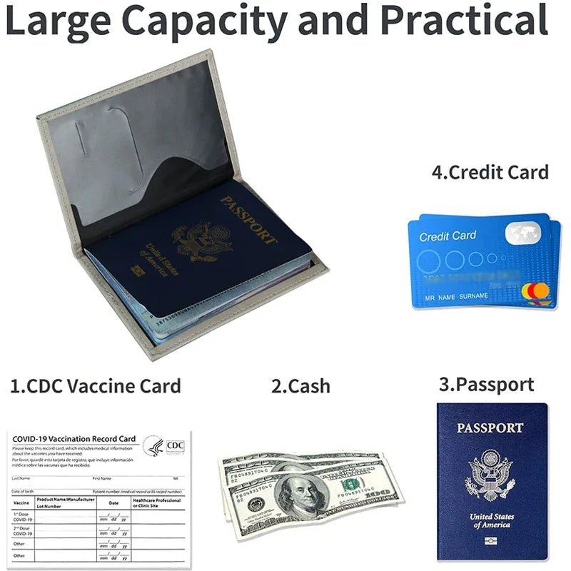 USA Travel Passport Case PU Leather Passport Cover For Men & Women Organizer - Protective Card Holder ID Document Covers - Ammpoure