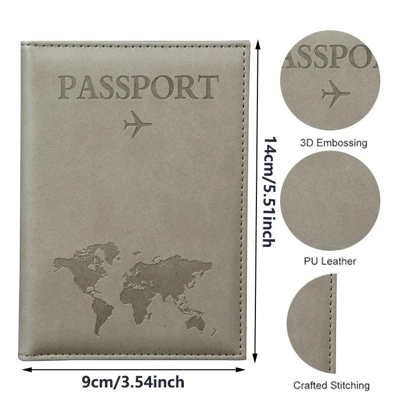USA Travel Passport Case PU Leather Passport Cover For Men & Women Organizer - Protective Card Holder ID Document Covers - Ammpoure