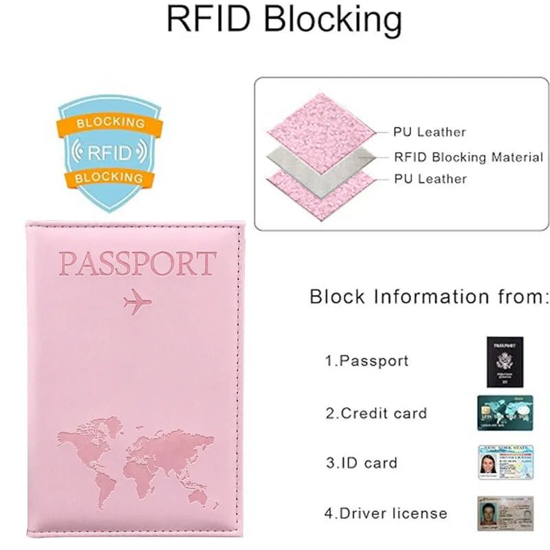 USA Travel Passport Case PU Leather Passport Cover For Men & Women Organizer - Protective Card Holder ID Document Covers - Ammpoure