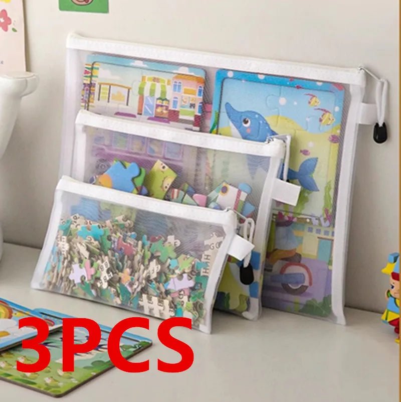USA Zipper File Bag Toy storage bag building block puzzle sub-package bag children zipper transparent finishing storage box - Ammpoure