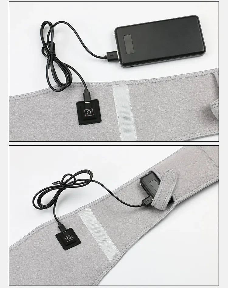 USB Electric Heating Warmer Hot Waist Lumbar Back Pad Belt Protector Brace Band Support Massager Anti Pain Relief Therapy Tool - Ammpoure