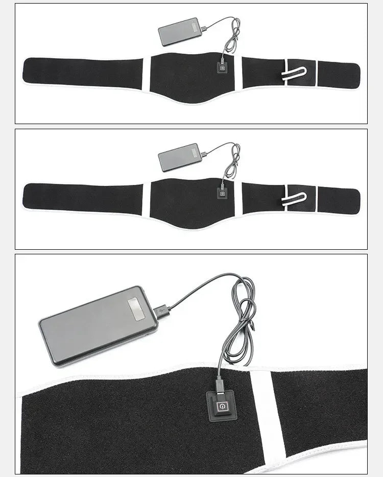 USB Electric Heating Warmer Hot Waist Lumbar Back Pad Belt Protector Brace Band Support Massager Anti Pain Relief Therapy Tool - Ammpoure
