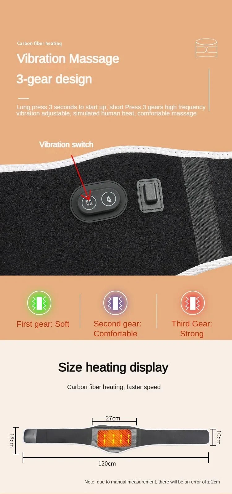 USB Electric Heating Warmer Hot Waist Lumbar Back Pad Belt Protector Brace Band Support Massager Anti Pain Relief Therapy Tool - Ammpoure