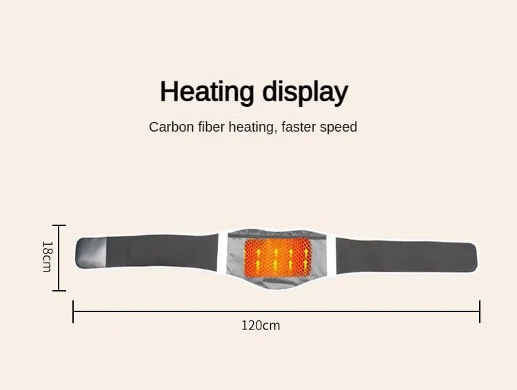 USB Electric Heating Warmer Hot Waist Lumbar Back Pad Belt Protector Brace Band Support Massager Anti Pain Relief Therapy Tool - Ammpoure