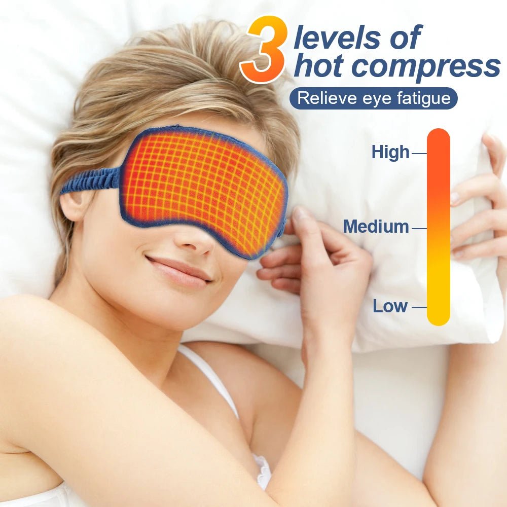 USB Eye Massager Heated Eye Shade Relieve Eye Fatiuge Remove Dark Circles Hot Eye Cover for Night Sleep Travel Office Eye Mask - Ammpoure