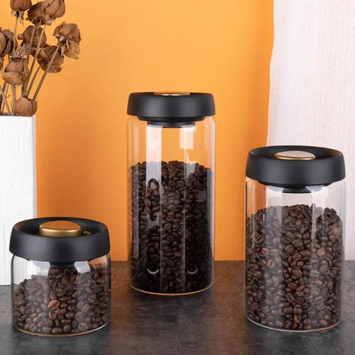 Vacuum Sealed Jug Coffee Beans Glass Airtight Canister Food Grains Candy Keep Fresh Storage Jar Kitchen Accessories - Ammpoure Wellbeing 🇬🇧