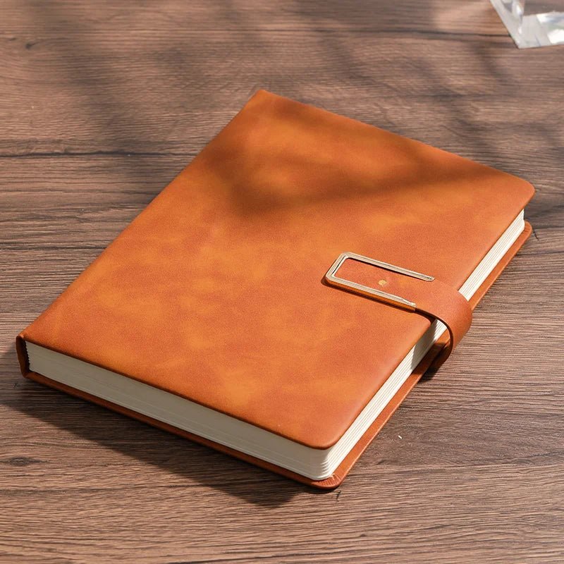 Vintage A5 leather notebook with personalized soft cover - perfect for business meetings and college life - Ammpoure