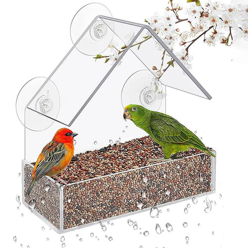 Window Bird Feeder with Strong Suction Cup Clear Acrylic Wild Bird Feeders House Hummingbird Feeders Outdoor Hanging Birdfeeders - Ammpoure Wellbeing 🇬🇧