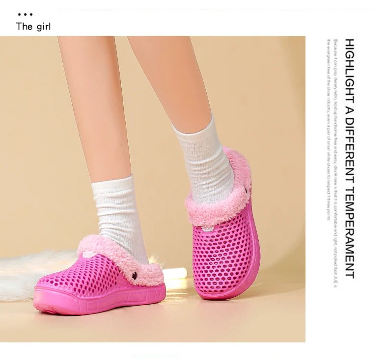 Winter Couple Fuzzy Slippers USA Women & Men Warm Fur-Lined Mule House Shoes for Indoor & Outdoor Use, Cozy Non-Slip Soft Slippers - Ammpoure