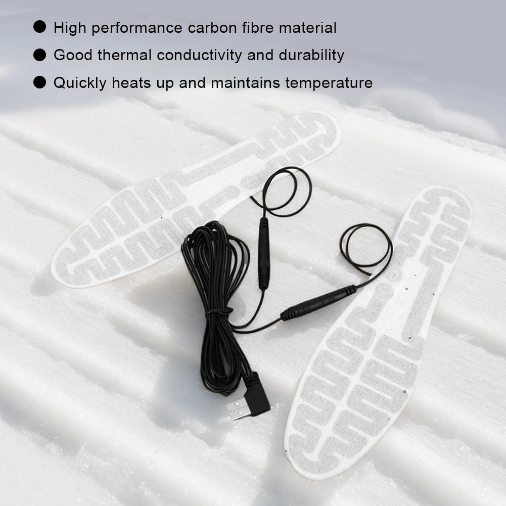 Winter Warm Insoles Heated USB Electric Foot Warming Pad Feet Warmer Pad Mat Outdoor Sports skiing Heating Insoles for Men and W - Ammpoure