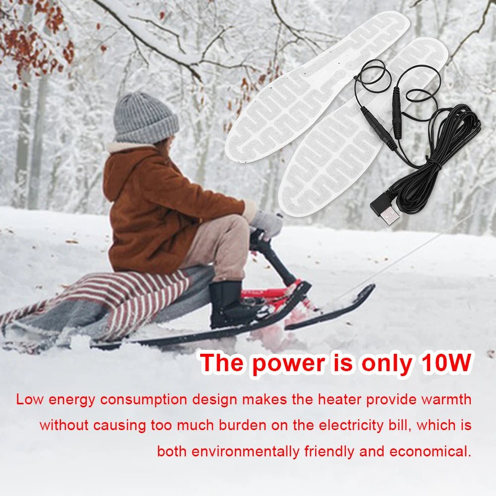 Winter Warm Insoles Heated USB Electric Foot Warming Pad Feet Warmer Pad Mat Outdoor Sports skiing Heating Insoles for Men and W - Ammpoure