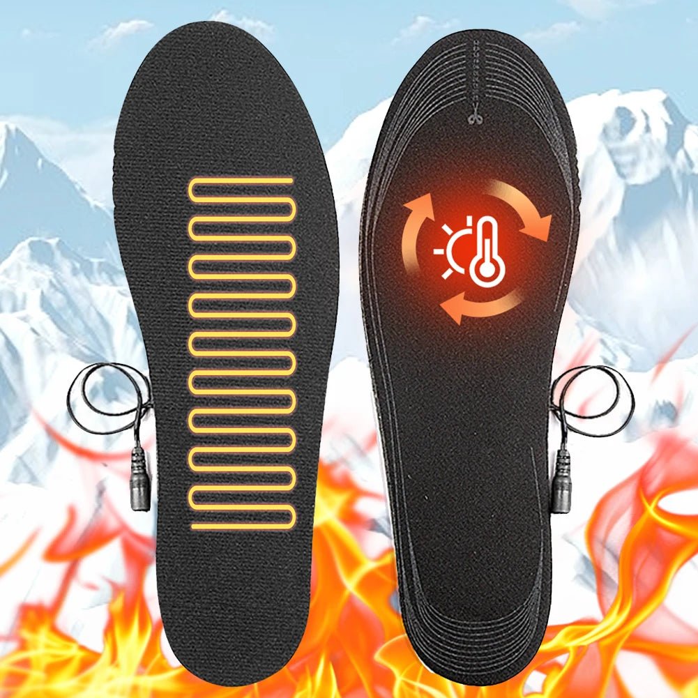 Winter Warm Insoles Heated USB Electric Foot Warming Pad Feet Warmer Pad Mat Outdoor Sports skiing Heating Insoles for Men and W - Ammpoure