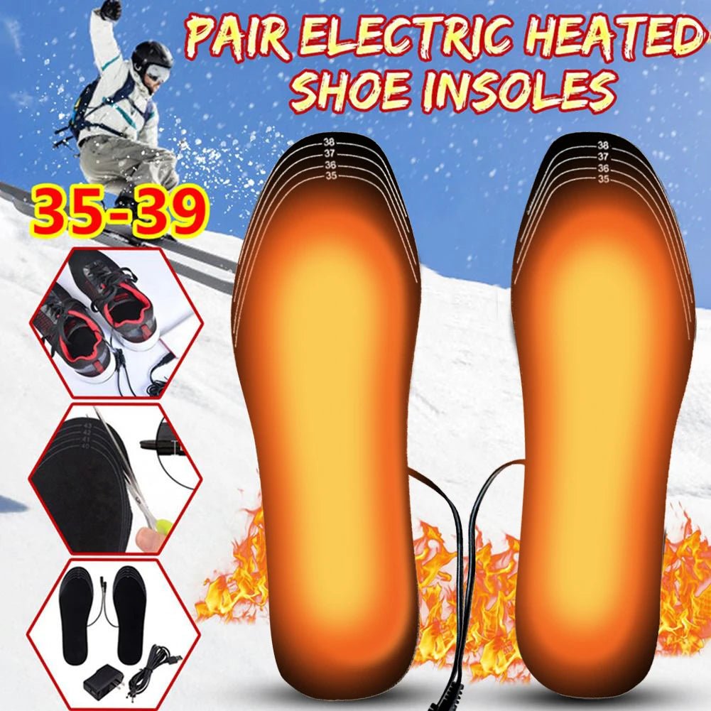 Winter Warm Insoles Heated USB Electric Foot Warming Pad Feet Warmer Pad Mat Outdoor Sports skiing Heating Insoles for Men and W - Ammpoure