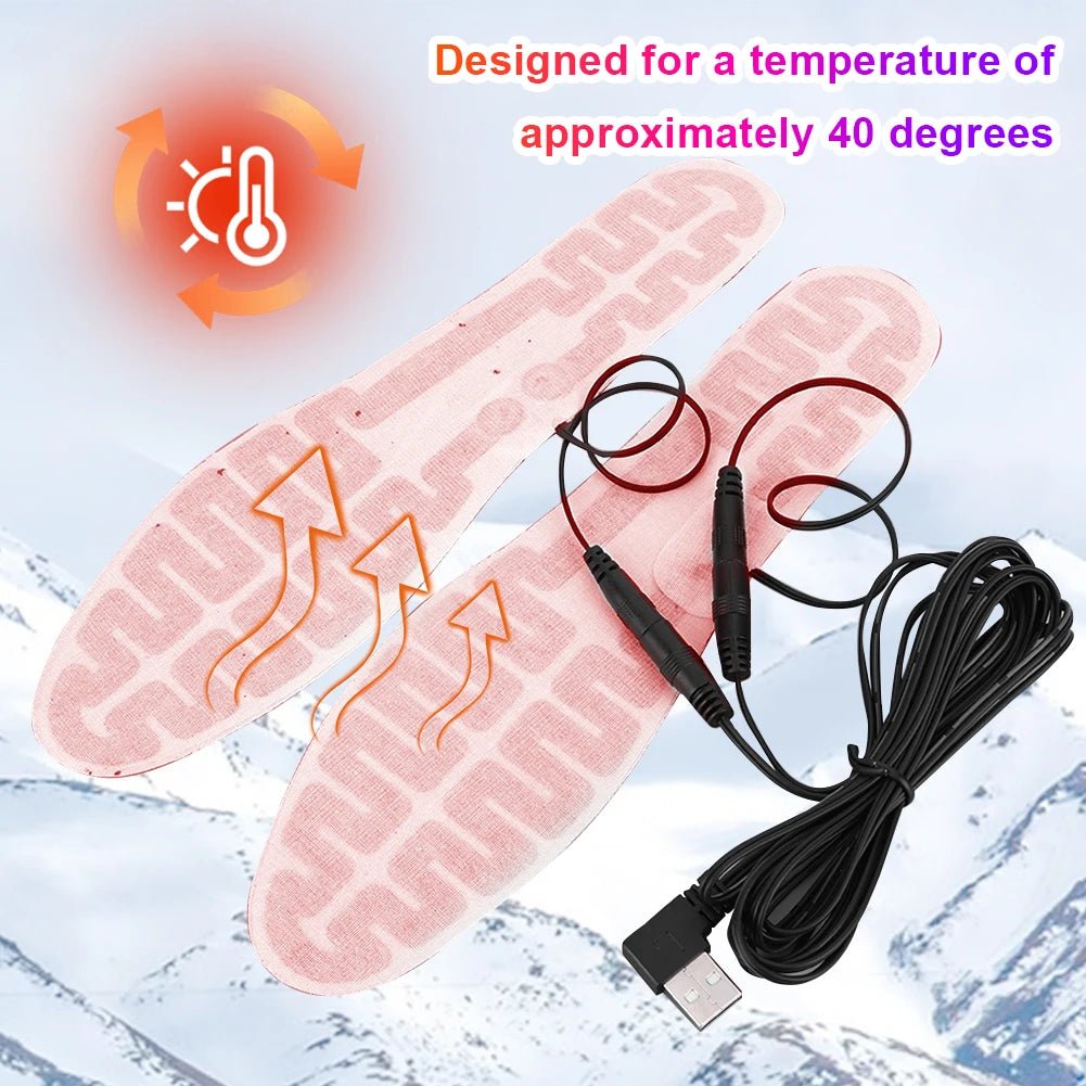 Winter Warm Insoles Heated USB Electric Foot Warming Pad Feet Warmer Pad Mat Outdoor Sports skiing Heating Insoles for Men and W - Ammpoure