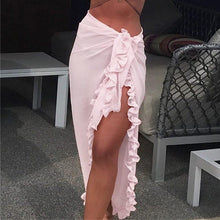 Load image into Gallery viewer, Women Chiffon See-Through Beach Bikini Cover Up Wrap Scarf Swimwear Pareo Sarong Dress Solid Ruffle Casual Beach Dress - Ammpoure Wellbeing 🇬🇧
