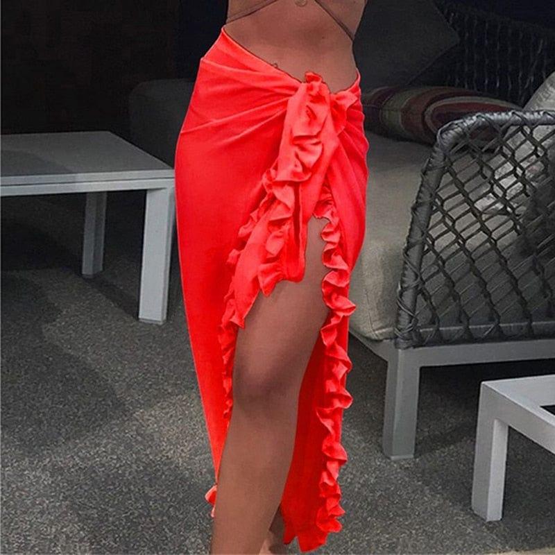 Women Chiffon See-Through Beach Bikini Cover Up Wrap Scarf Swimwear Pa