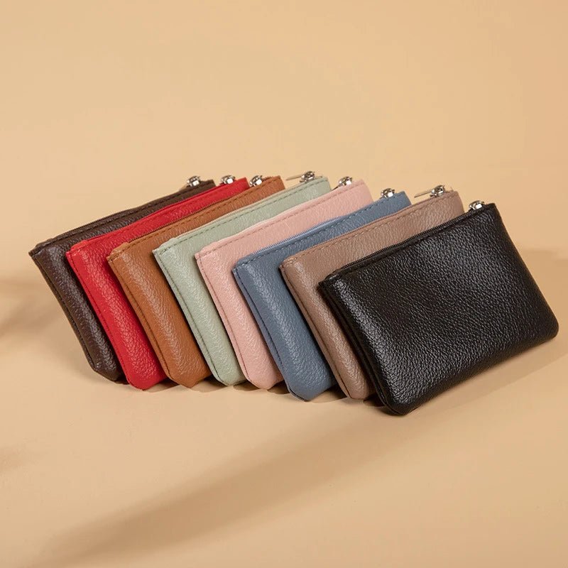 Women PU Leather Coin Purse Canada Retro Litchi Pattern Zipper Pouch Mini Change Purse Unisex Solid Wallet Card Holder Storage Bag - Ammpoure